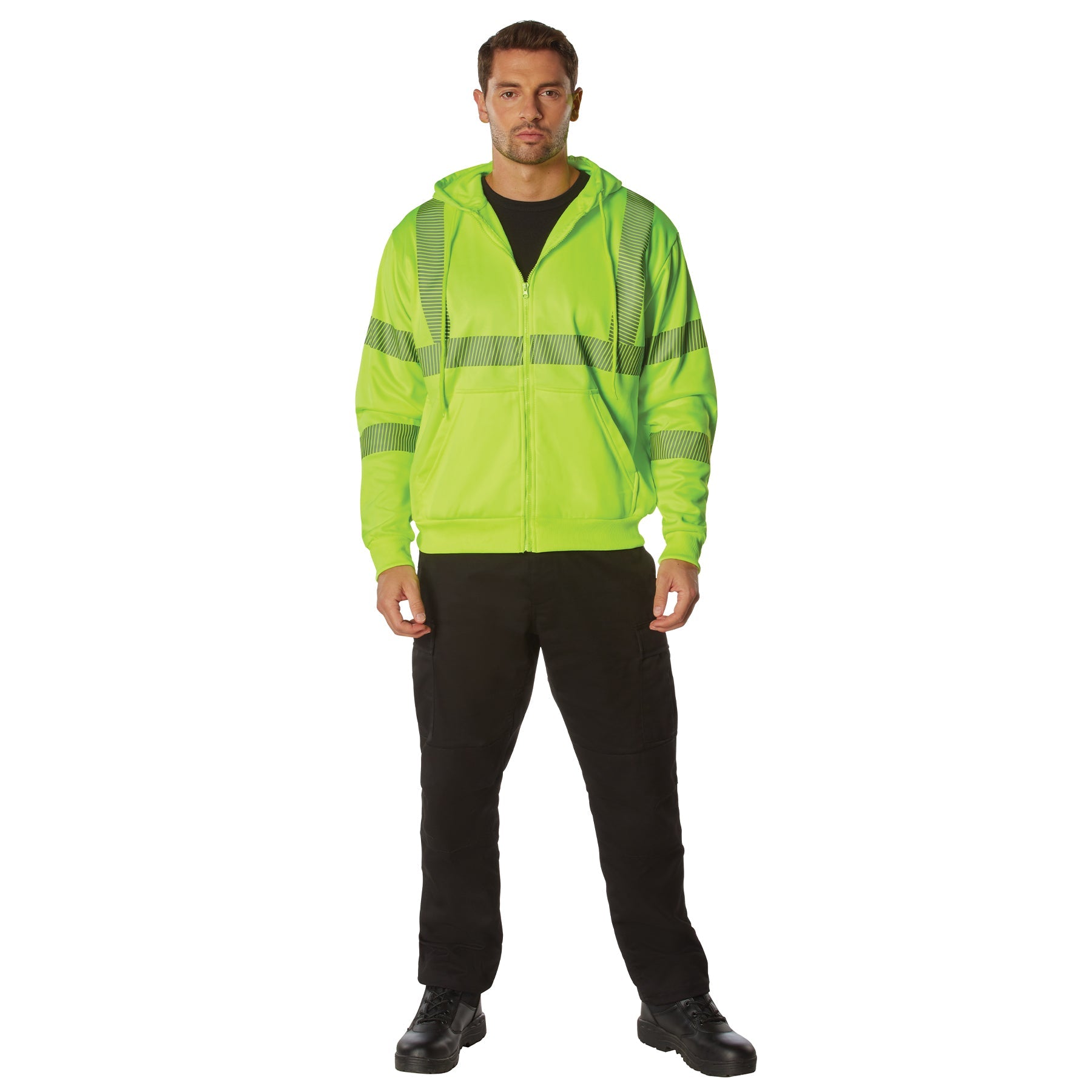 Rothco Hi-Vis Performance Zipper Sweatshirt - Safety Green LARSON TACTICAL SUPPLY