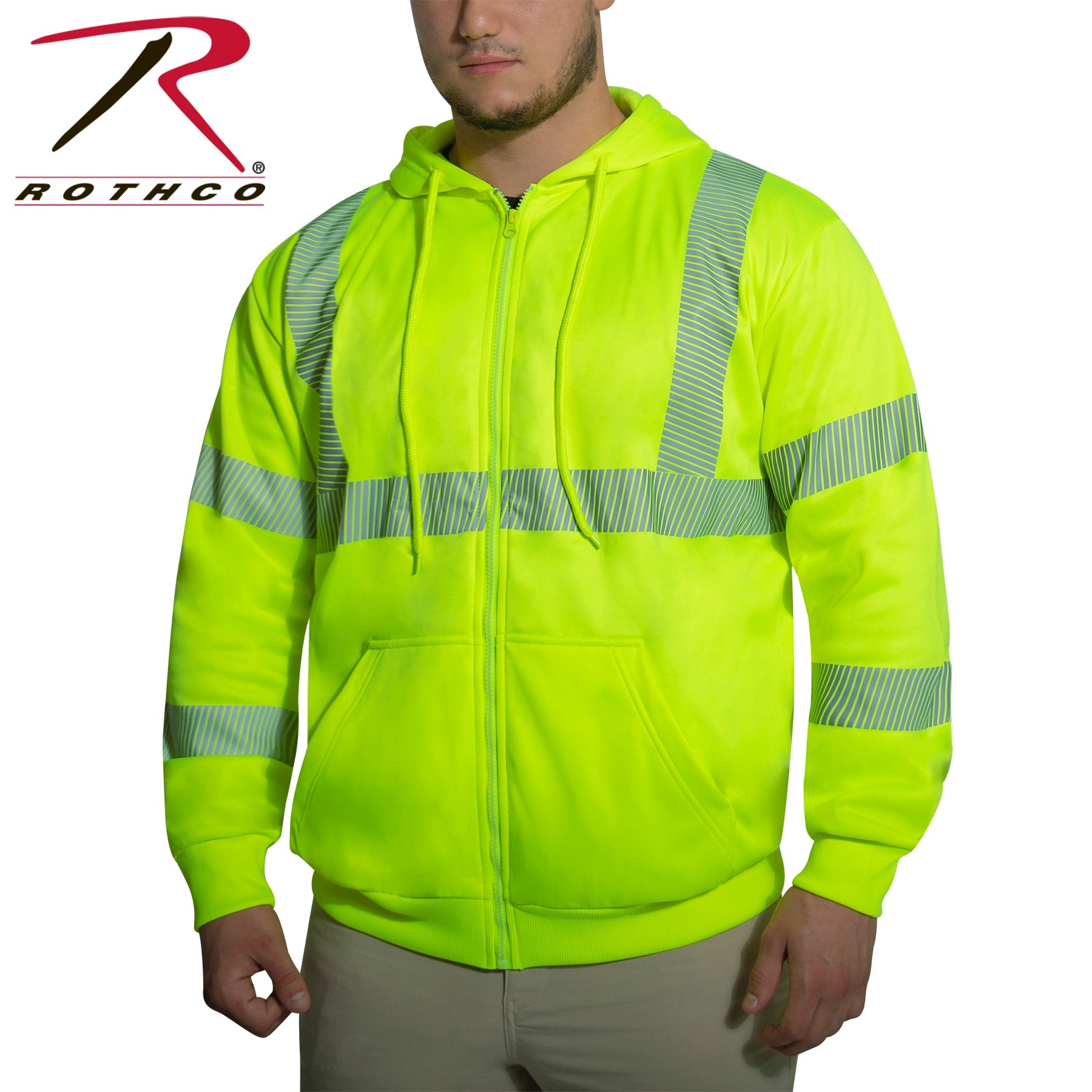 Rothco Hi-Vis Performance Zipper Sweatshirt - Safety Green LARSON TACTICAL SUPPLY