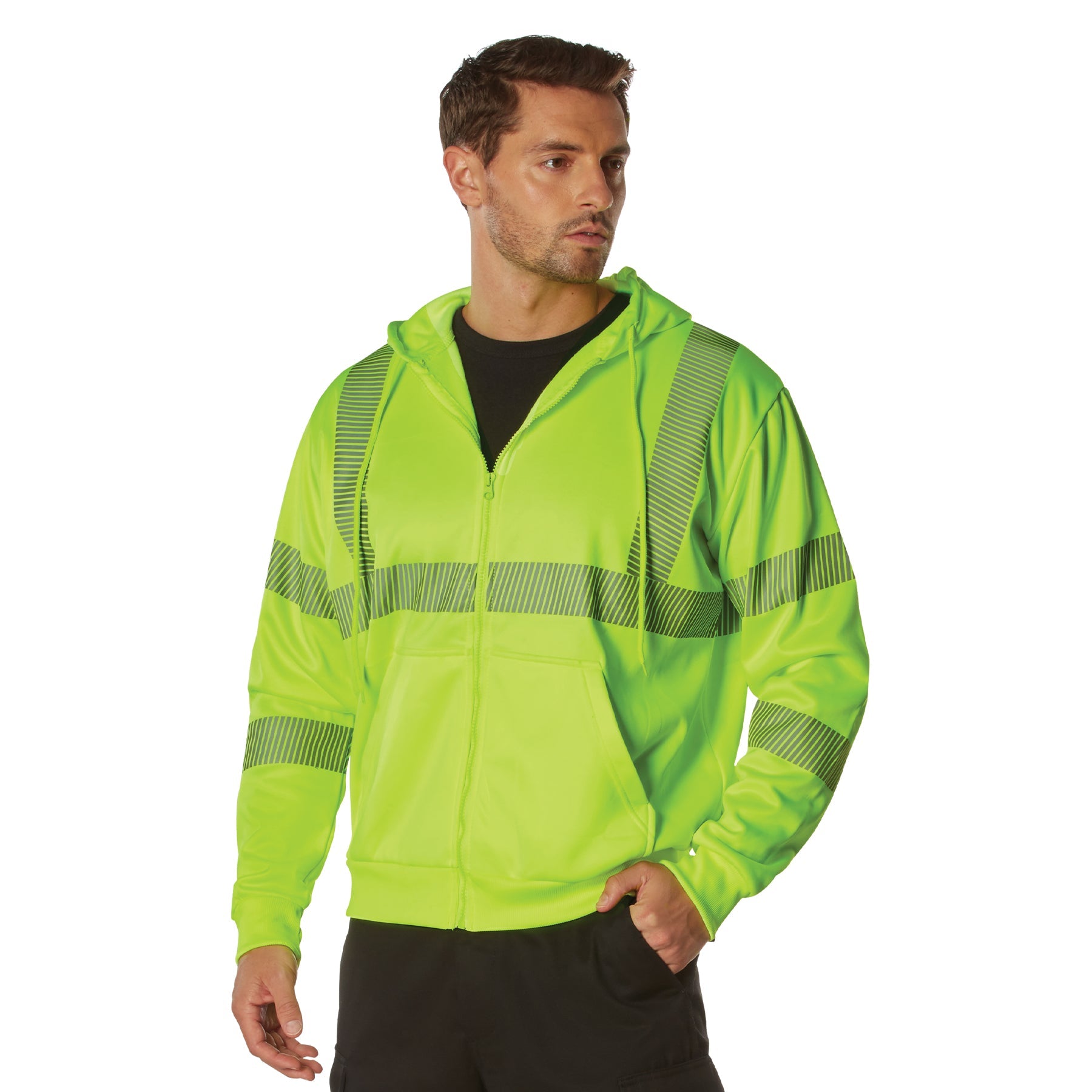 Rothco Hi-Vis Performance Zipper Sweatshirt - Safety Green LARSON TACTICAL SUPPLY