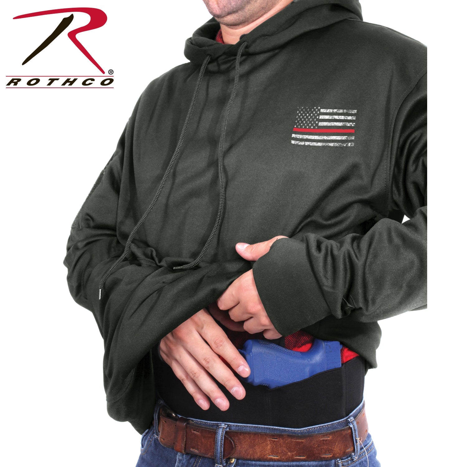 Rothco Concealed Carry Thin Red Line Hoodie LARSON TACTICAL SUPPLY