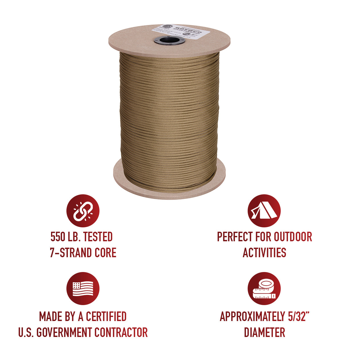 Rothco Nylon Paracord 550lb 1000 Foot Spool LARSON TACTICAL SUPPLY