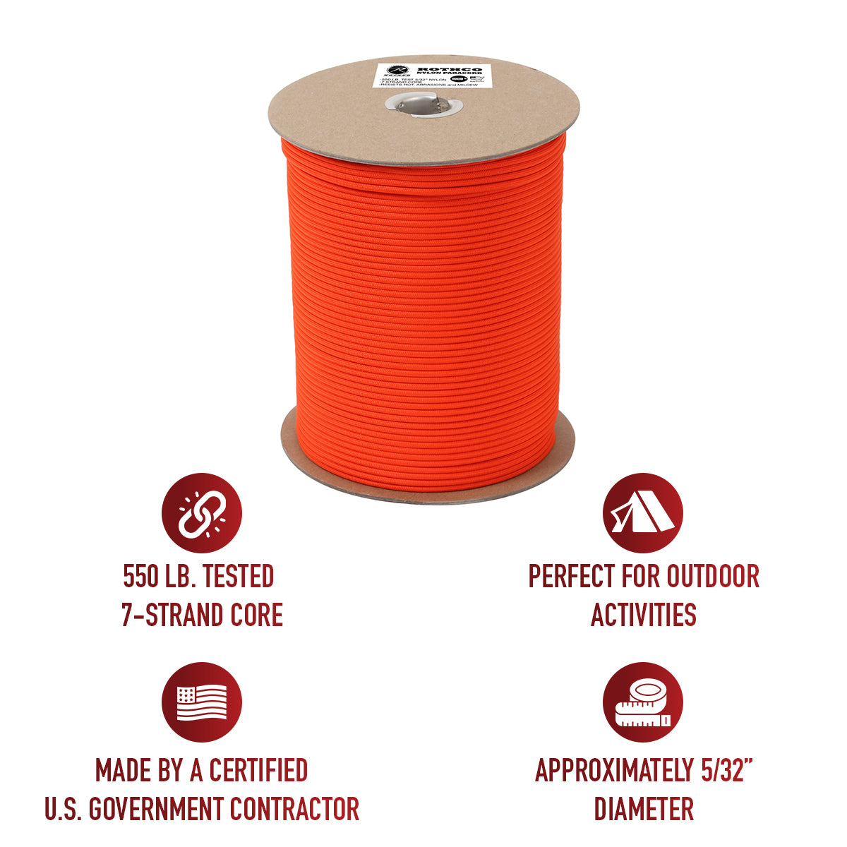 Rothco Nylon Paracord 550lb 1000 Foot Spool LARSON TACTICAL SUPPLY