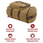 Rothco Convertible Canvas Duffle / Backpack - 19 Inches LARSON TACTICAL SUPPLY