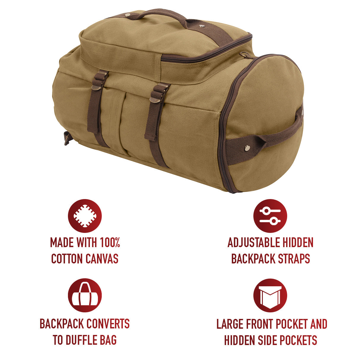 Rothco Convertible Canvas Duffle / Backpack - 19 Inches LARSON TACTICAL SUPPLY