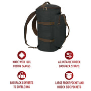 Rothco Convertible Canvas Duffle / Backpack - 19 Inches LARSON TACTICAL SUPPLY