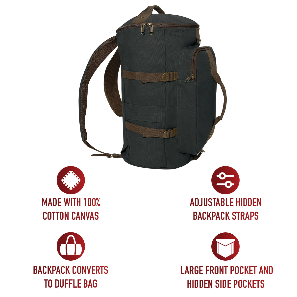 Rothco Convertible Canvas Duffle / Backpack - 19 Inches LARSON TACTICAL SUPPLY