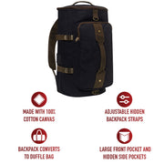 Rothco Convertible Canvas Duffle / Backpack - 19 Inches LARSON TACTICAL SUPPLY