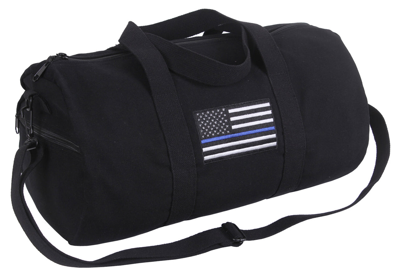 Rothco Thin Blue Line Canvas Shoulder Duffle Bag LARSON TACTICAL SUPPLY