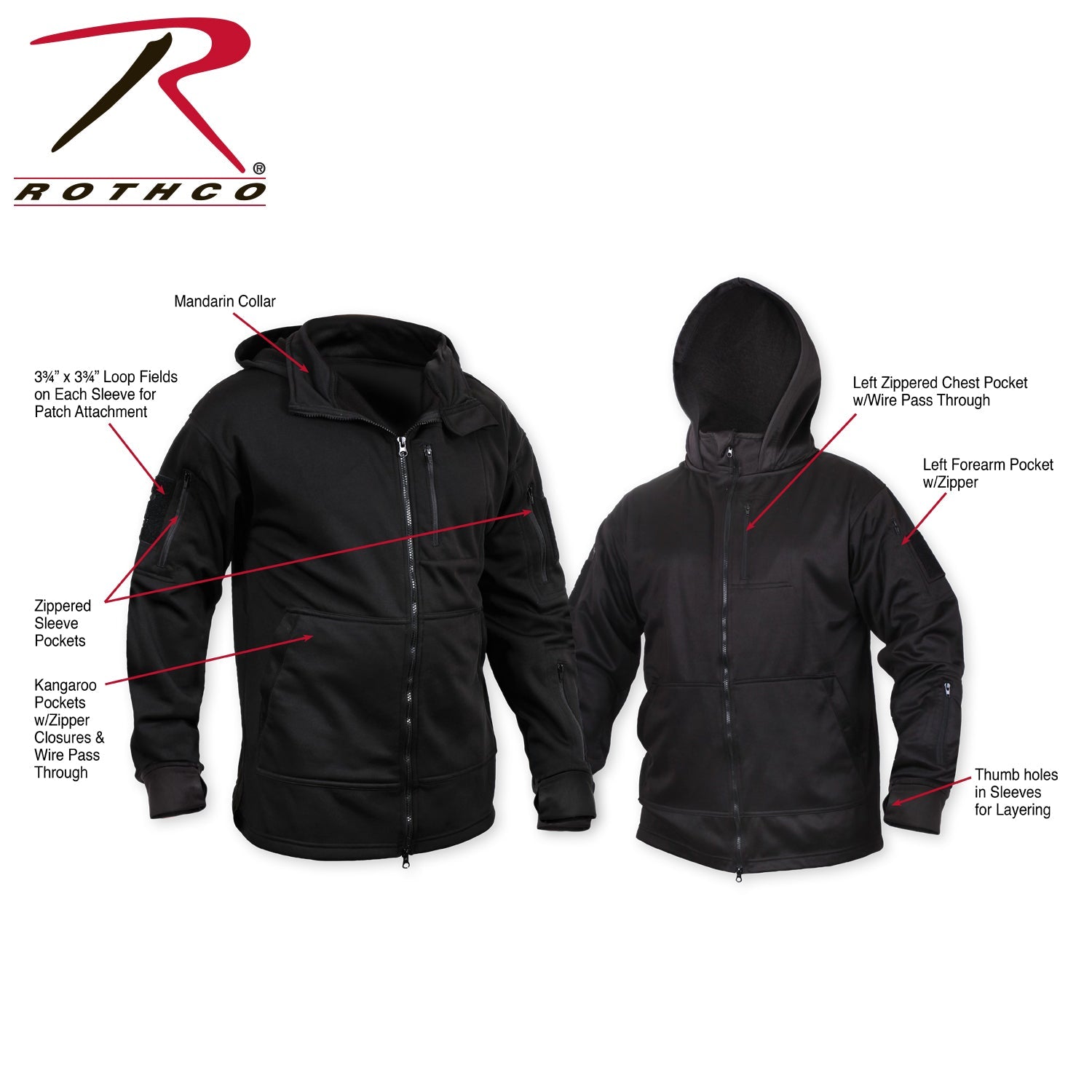 Rothco Tactical Zip Up Hoodie LARSON TACTICAL SUPPLY