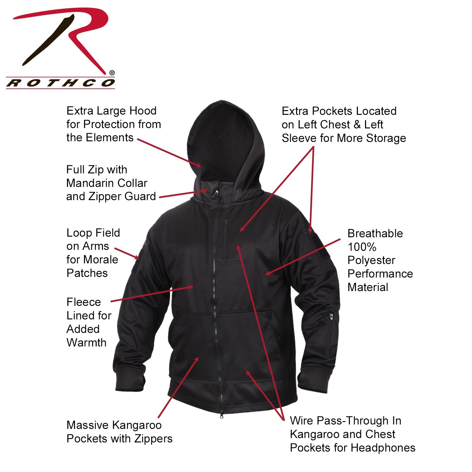 Rothco Tactical Zip Up Hoodie LARSON TACTICAL SUPPLY