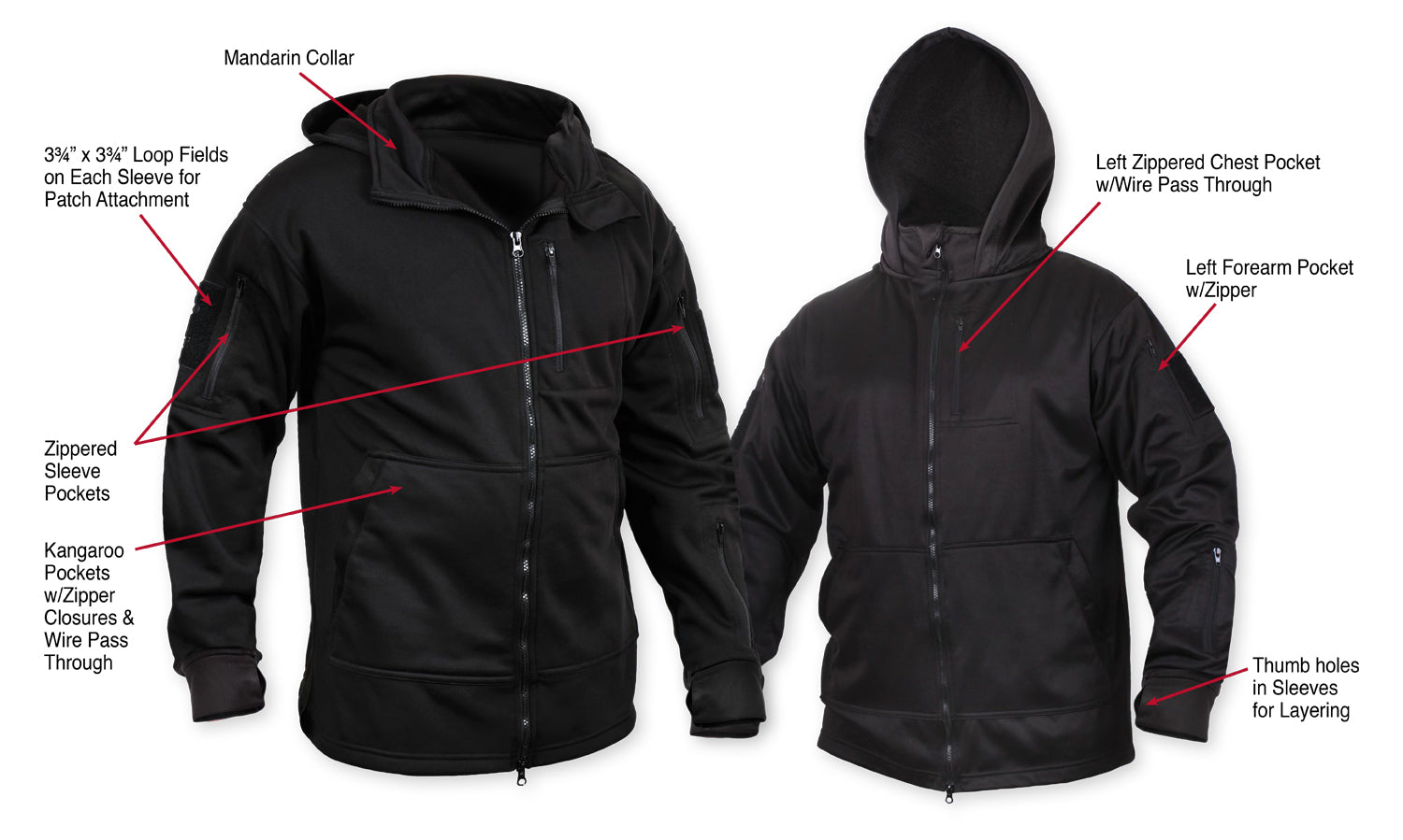 Rothco Tactical Zip Up Hoodie LARSON TACTICAL SUPPLY