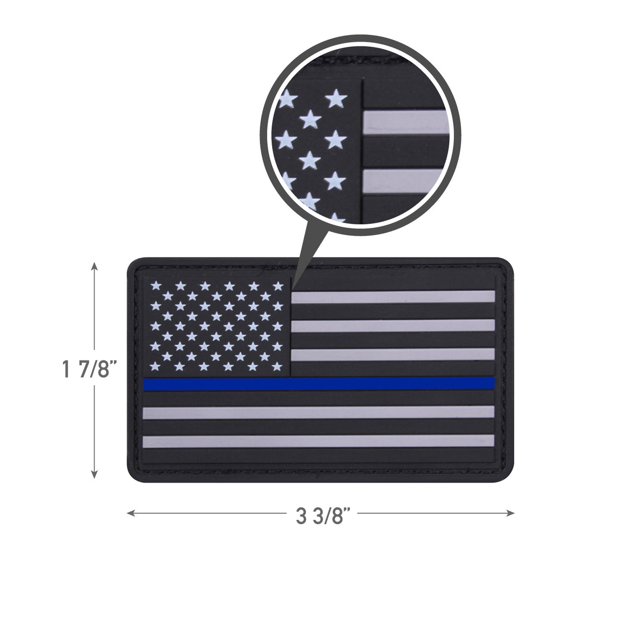 Rothco PVC Thin Blue Line Flag Patch - Hook Back LARSON TACTICAL SUPPLY