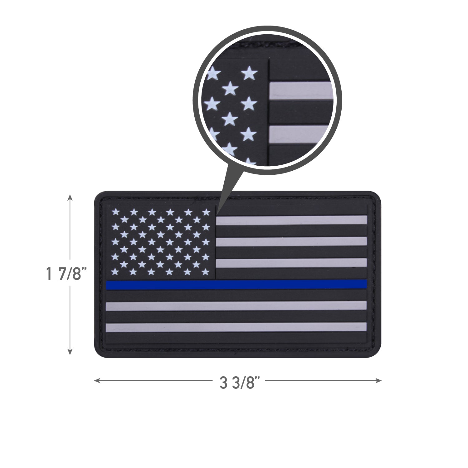 Rothco PVC Thin Blue Line Flag Patch - Hook Back LARSON TACTICAL SUPPLY