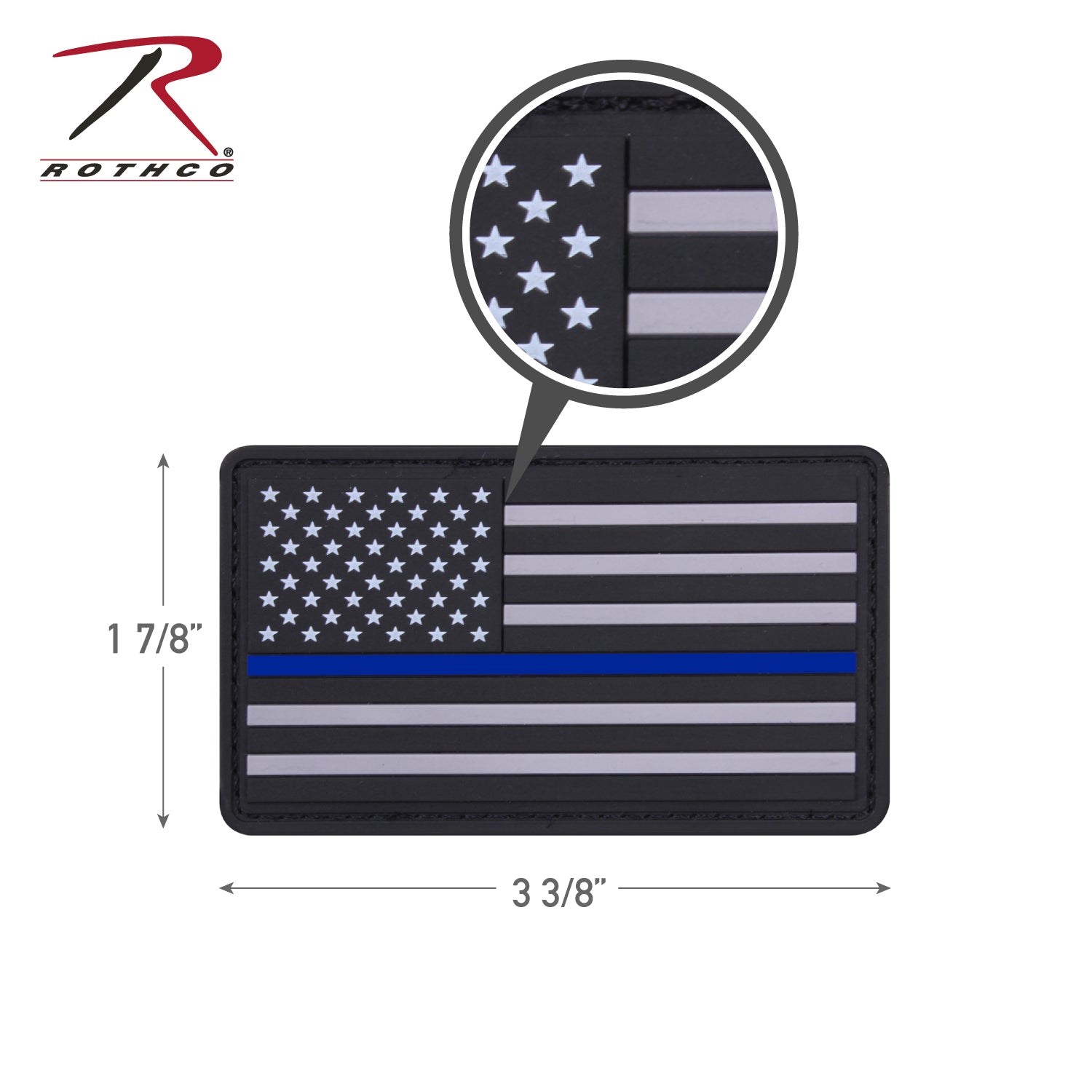 Rothco PVC Thin Blue Line Flag Patch - Hook Back LARSON TACTICAL SUPPLY