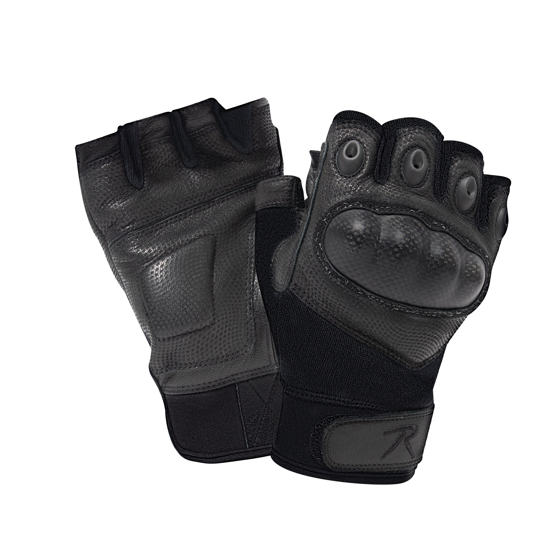 Rothco Fingerless Cut Resistant Carbon Hard Knuckle Gloves - Black LARSON TACTICAL SUPPLY