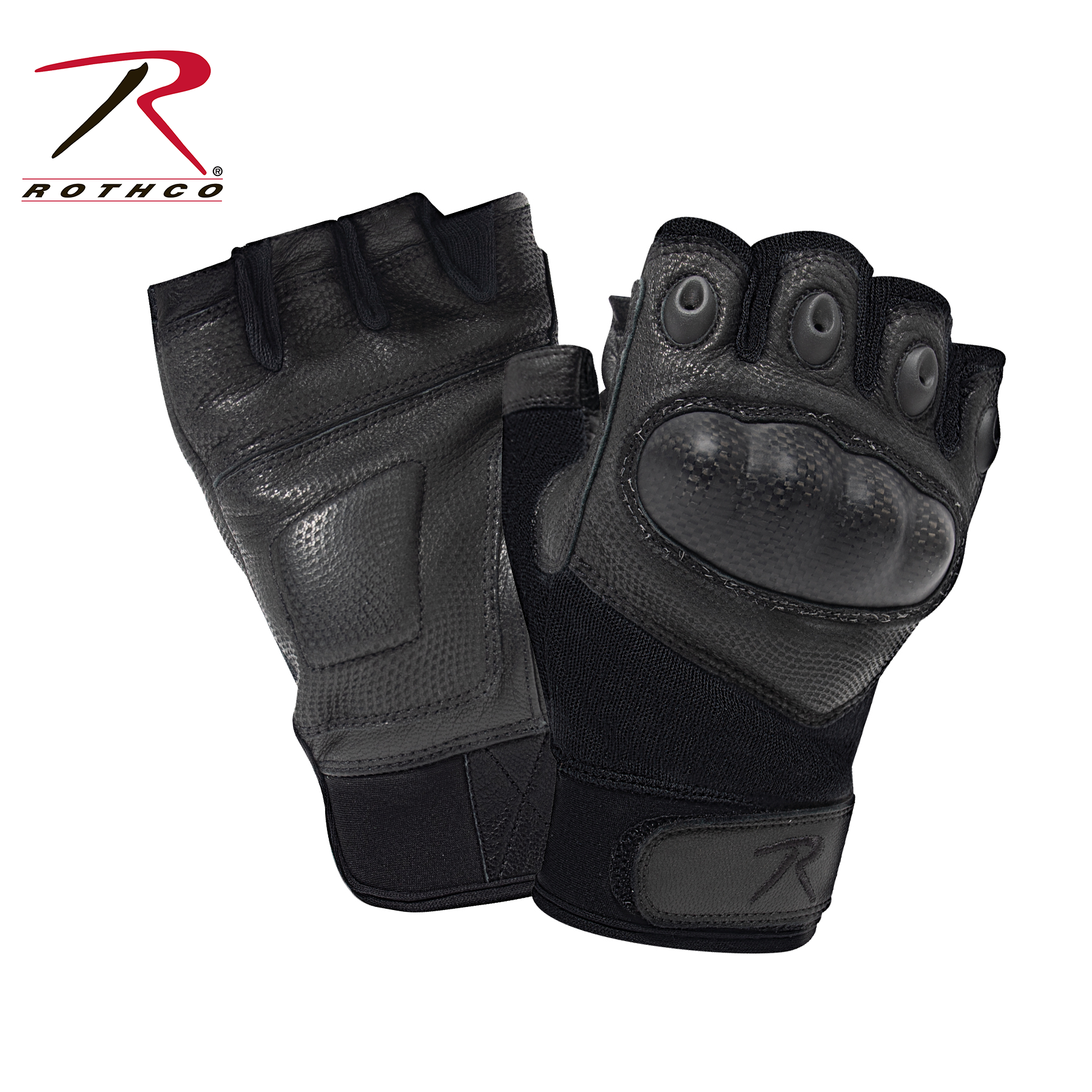 Rothco Fingerless Cut Resistant Carbon Hard Knuckle Gloves - Black LARSON TACTICAL SUPPLY