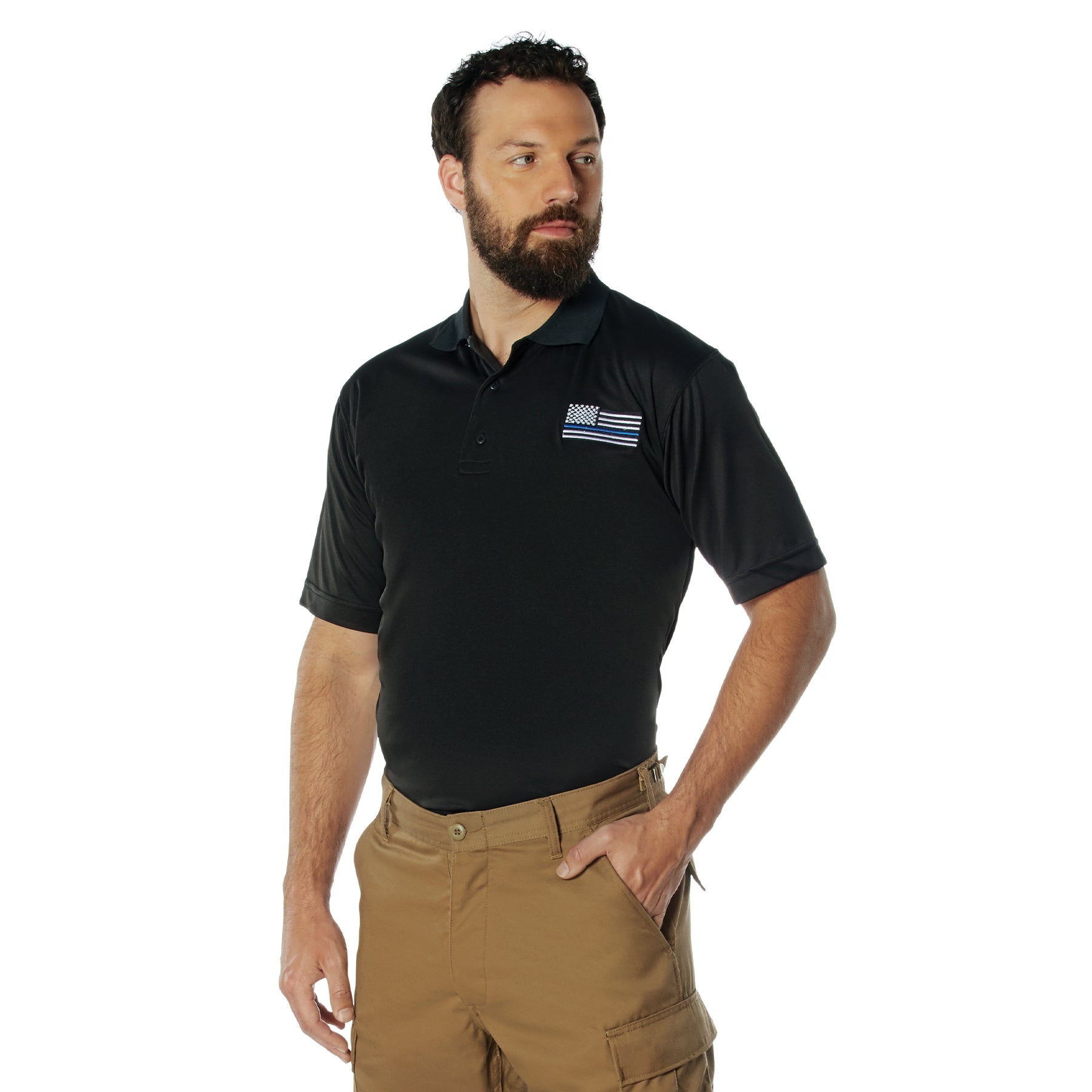 Rothco Thin Blue Line Moisture Wicking Polo LARSON TACTICAL SUPPLY