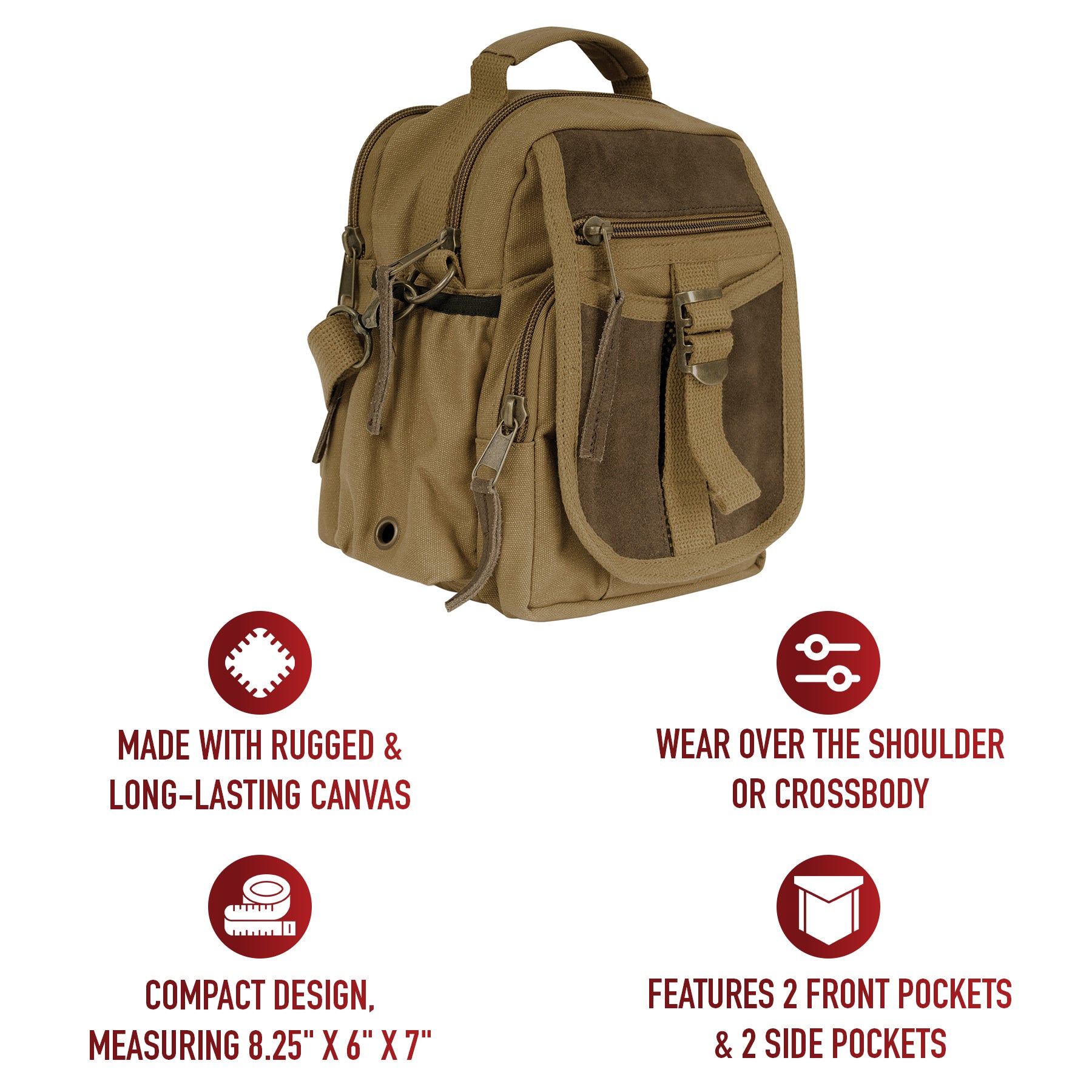 Rothco Vintage Canvas & Leather Travel Shoulder Bag LARSON TACTICAL SUPPLY