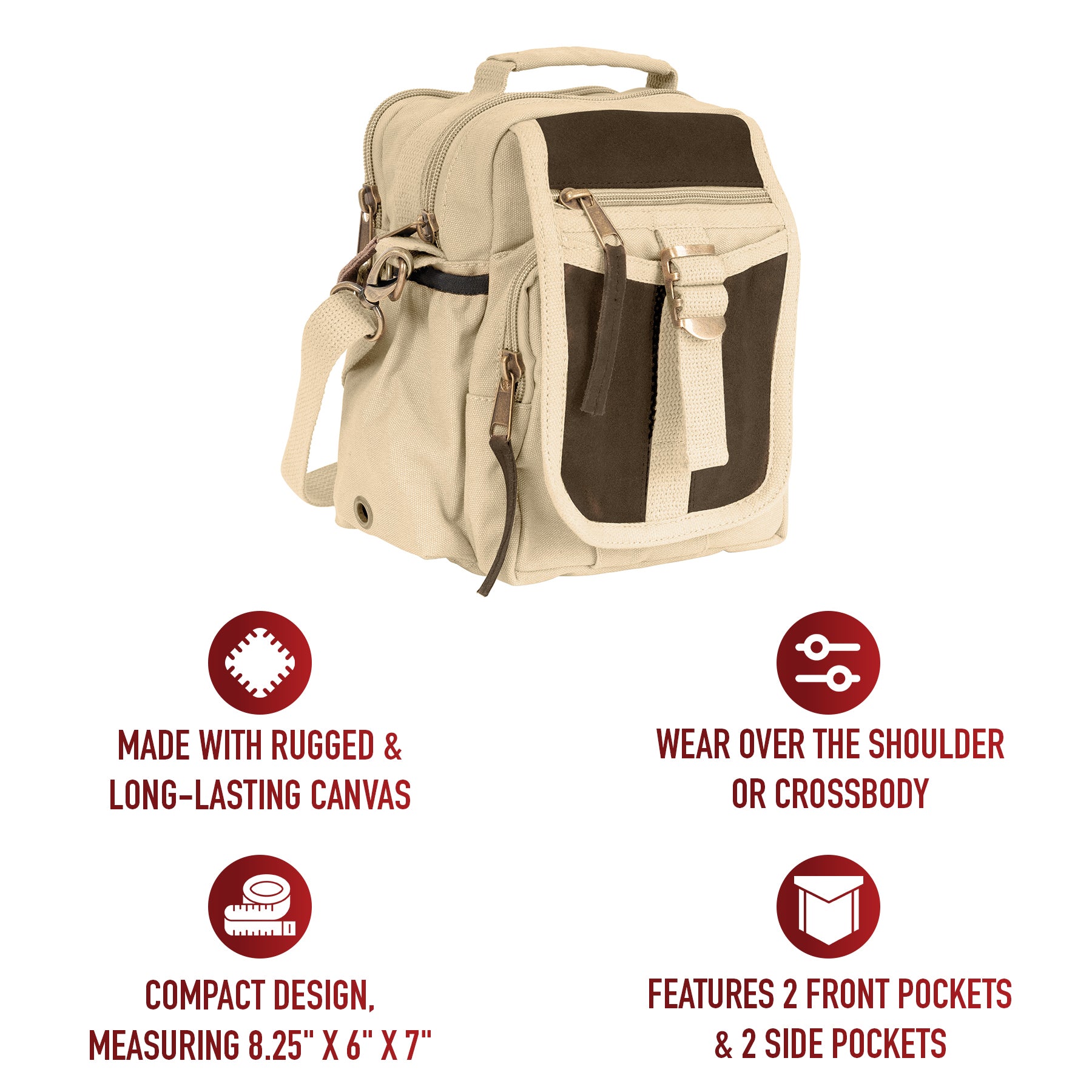 Rothco Vintage Canvas & Leather Travel Shoulder Bag LARSON TACTICAL SUPPLY