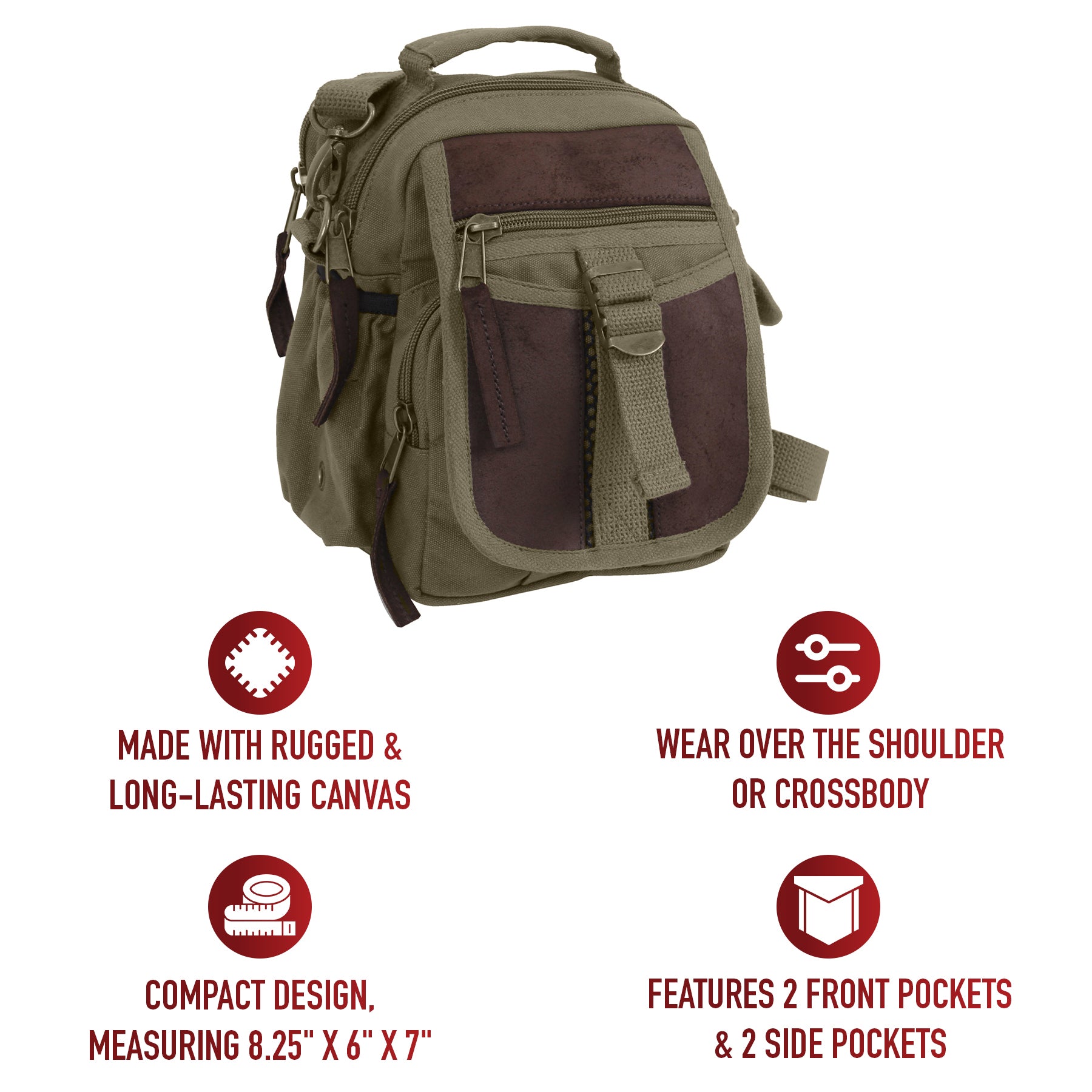 Rothco Vintage Canvas & Leather Travel Shoulder Bag LARSON TACTICAL SUPPLY