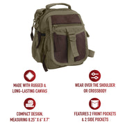 Rothco Vintage Canvas & Leather Travel Shoulder Bag LARSON TACTICAL SUPPLY
