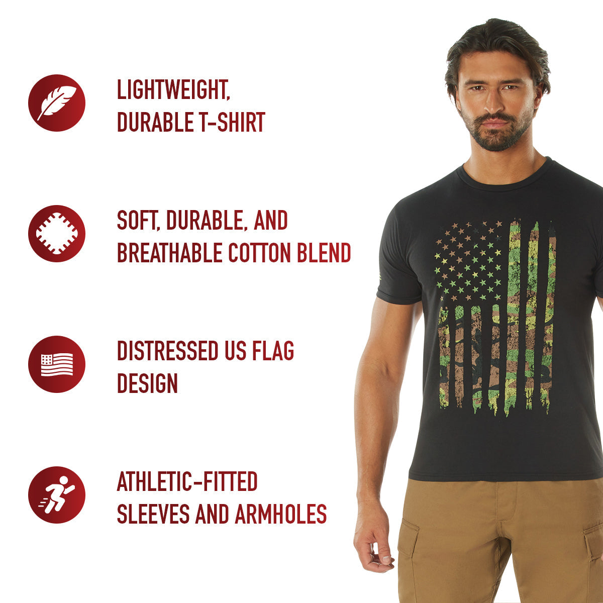 Rothco Distressed US Flag Athletic Fit T-Shirt LARSON TACTICAL SUPPLY