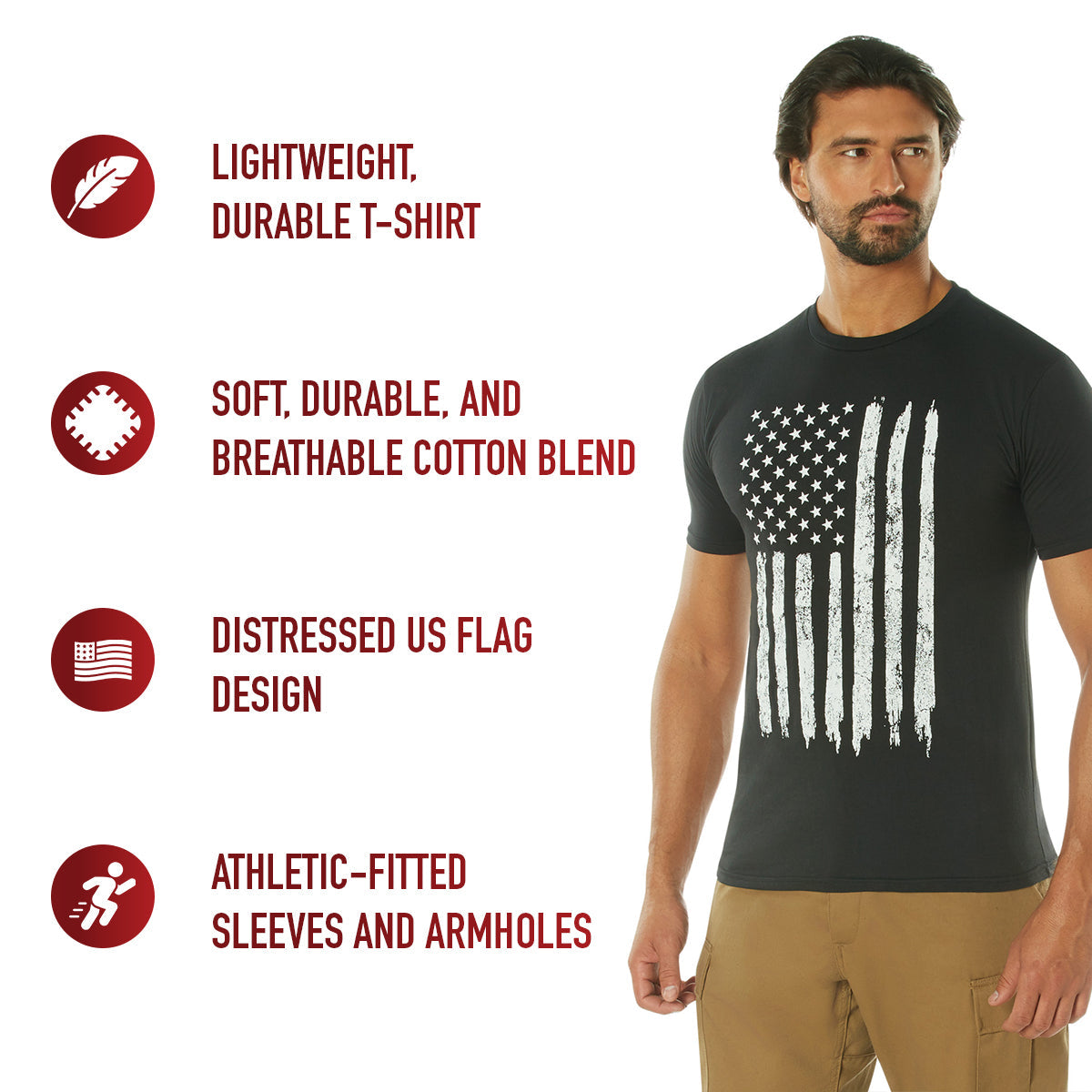 Rothco Distressed US Flag Athletic Fit T-Shirt LARSON TACTICAL SUPPLY