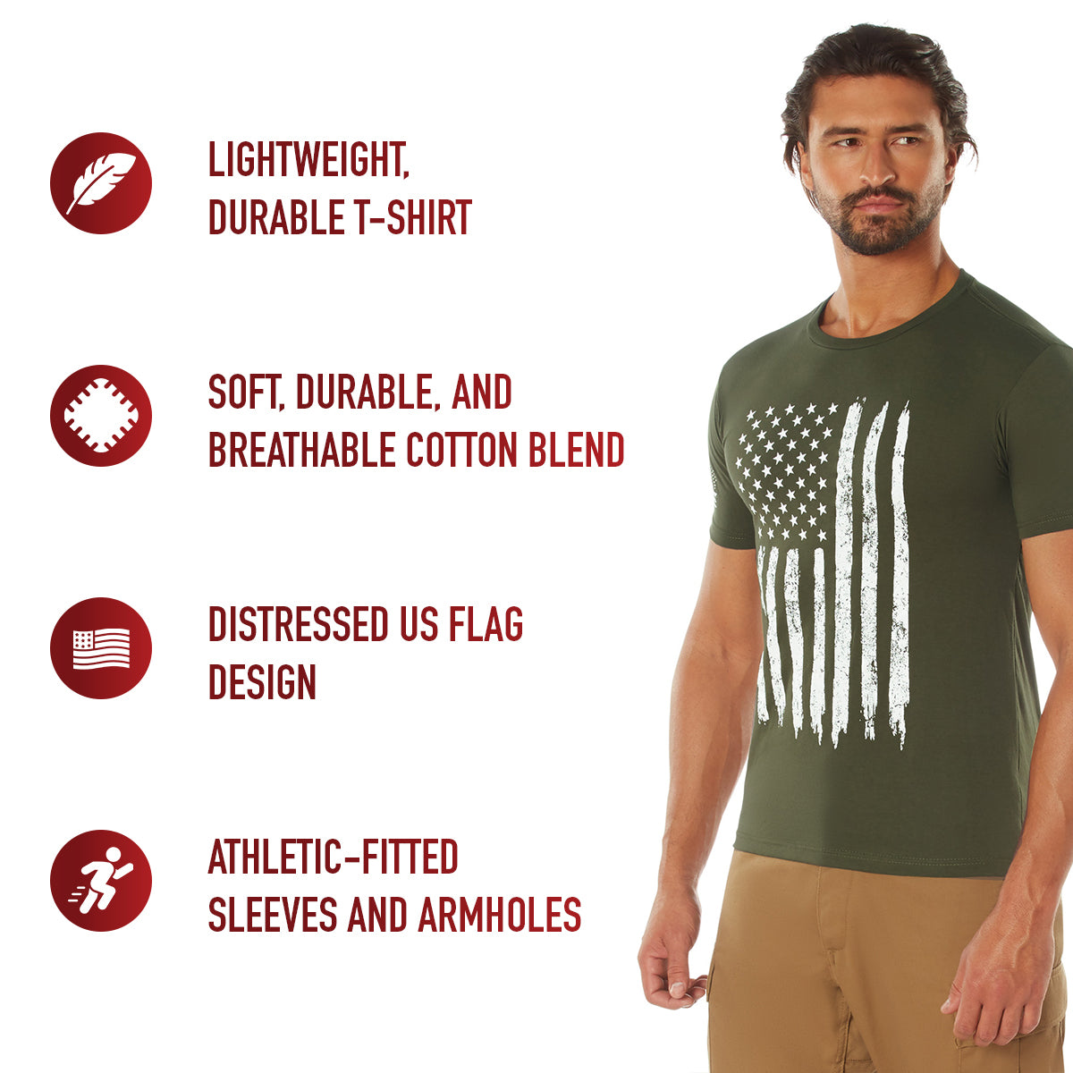 Rothco Distressed US Flag Athletic Fit T-Shirt LARSON TACTICAL SUPPLY