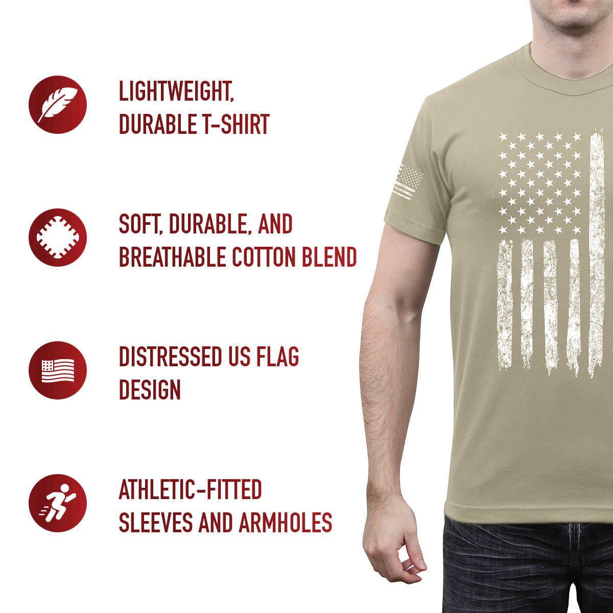 Rothco Distressed US Flag Athletic Fit T-Shirt LARSON TACTICAL SUPPLY