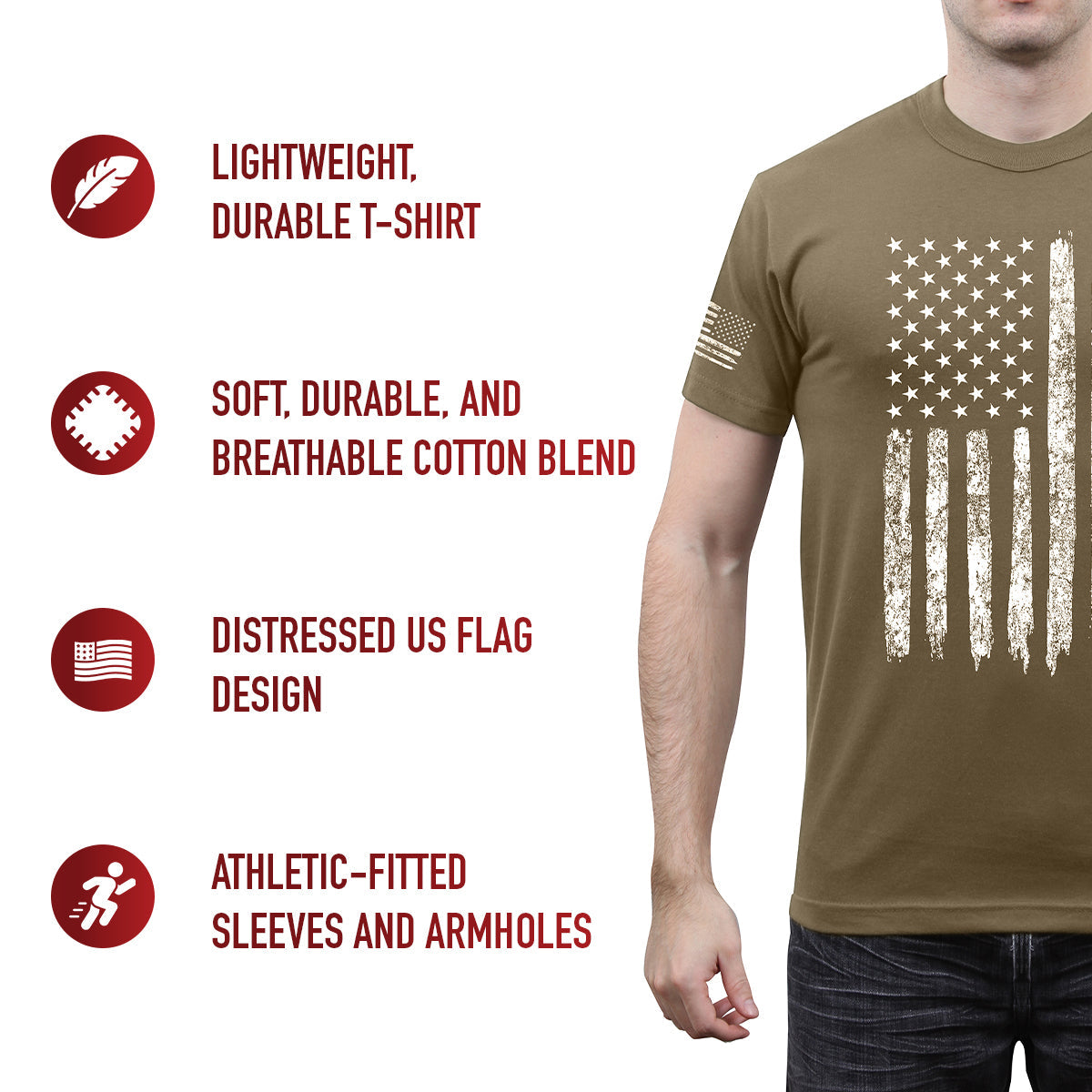 Rothco Distressed US Flag Athletic Fit T-Shirt LARSON TACTICAL SUPPLY