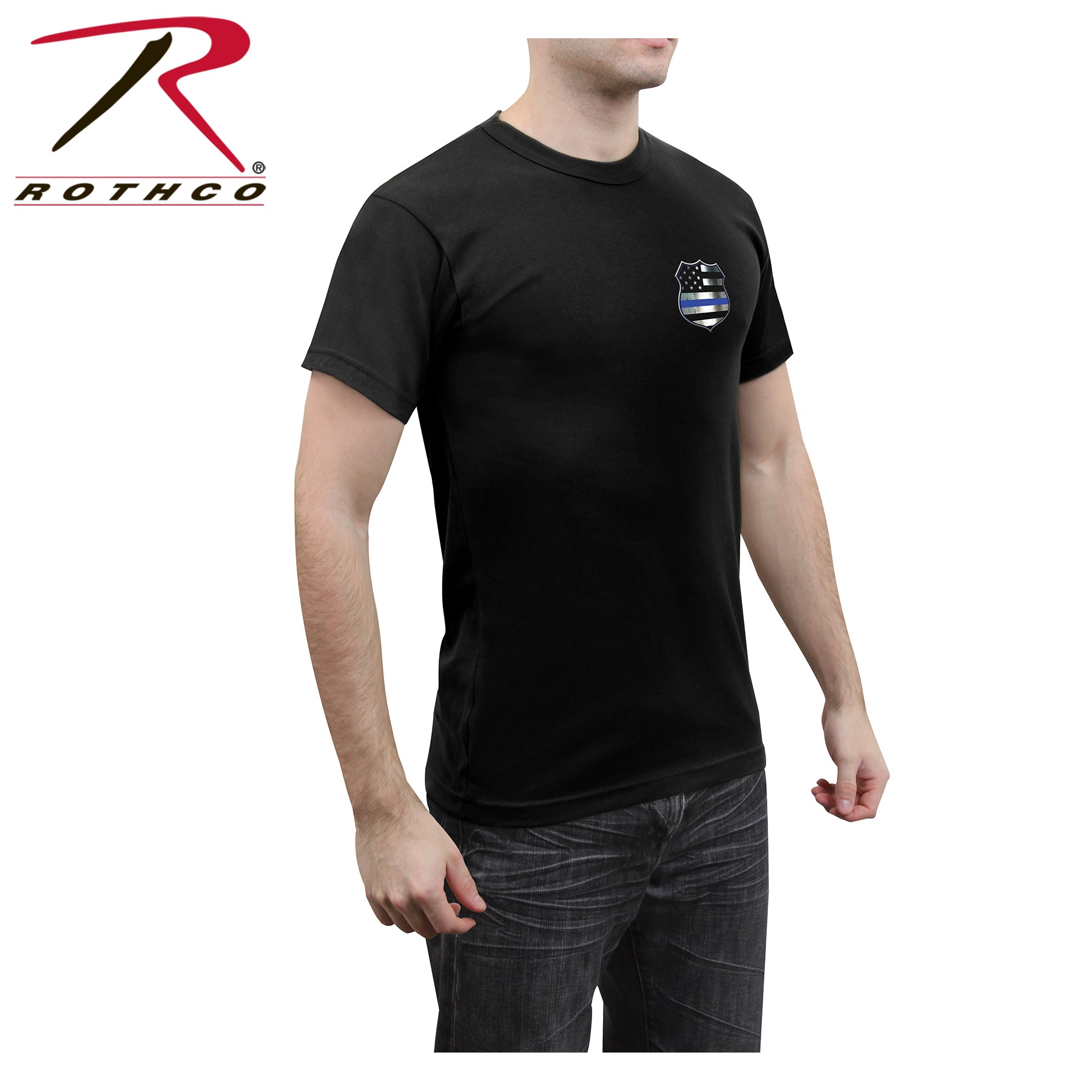 Rothco Thin Blue Line Shield T-Shirt LARSON TACTICAL SUPPLY