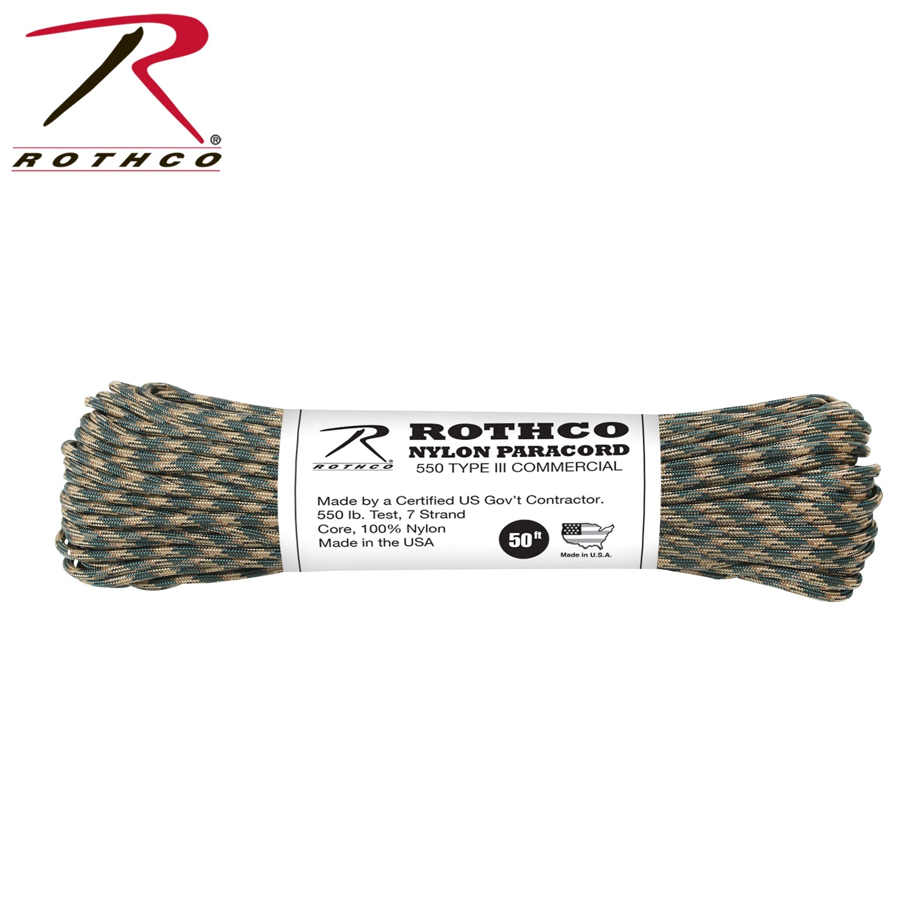 Rothco 550lb Type III Nylon Camo Paracord LARSON TACTICAL SUPPLY