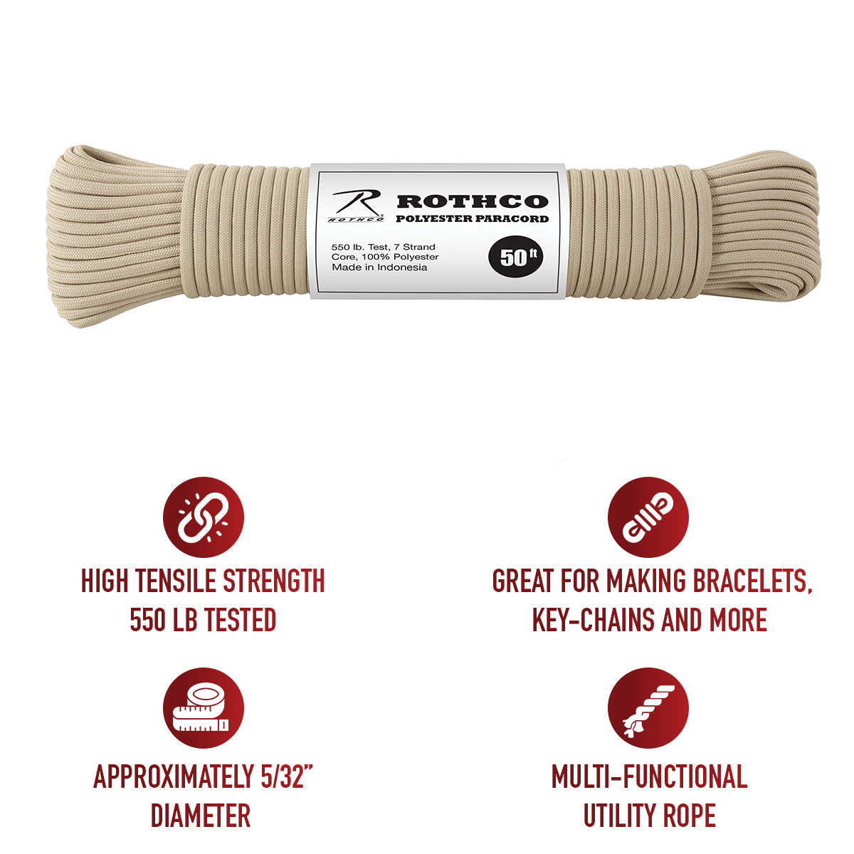 Rothco 550lb Type III Polyester Paracord LARSON TACTICAL SUPPLY