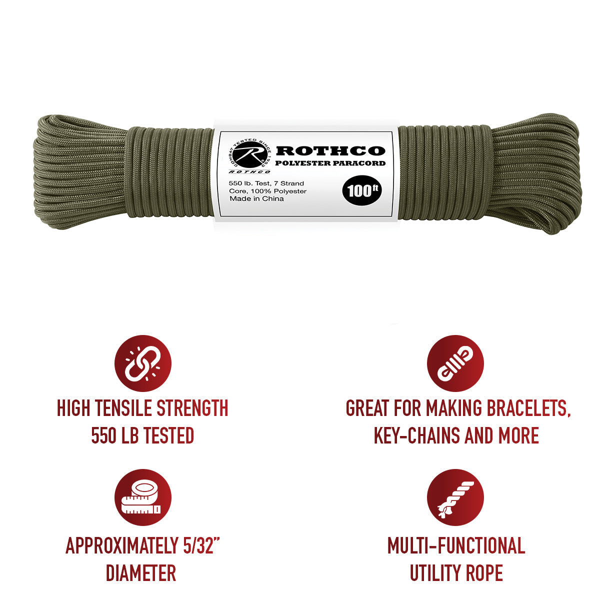 Rothco 550lb Type III Polyester Paracord LARSON TACTICAL SUPPLY