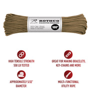 Rothco 550lb Type III Polyester Paracord LARSON TACTICAL SUPPLY