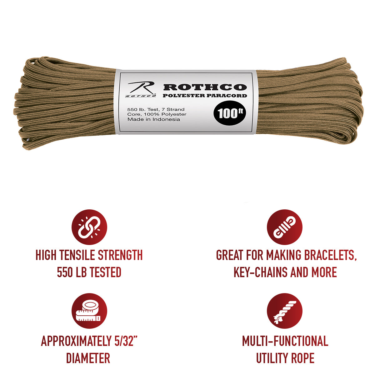 Rothco 550lb Type III Polyester Paracord LARSON TACTICAL SUPPLY