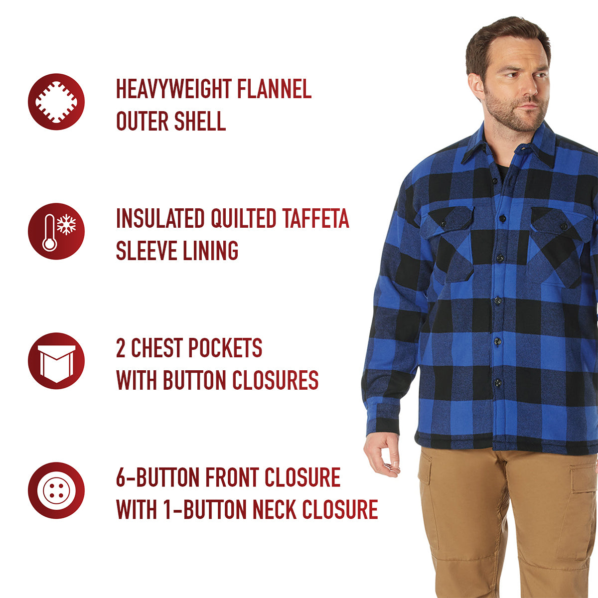 Rothco Extra Heavyweight Buffalo Plaid Sherpa Lined Flannel Shirts LARSON TACTICAL SUPPLY