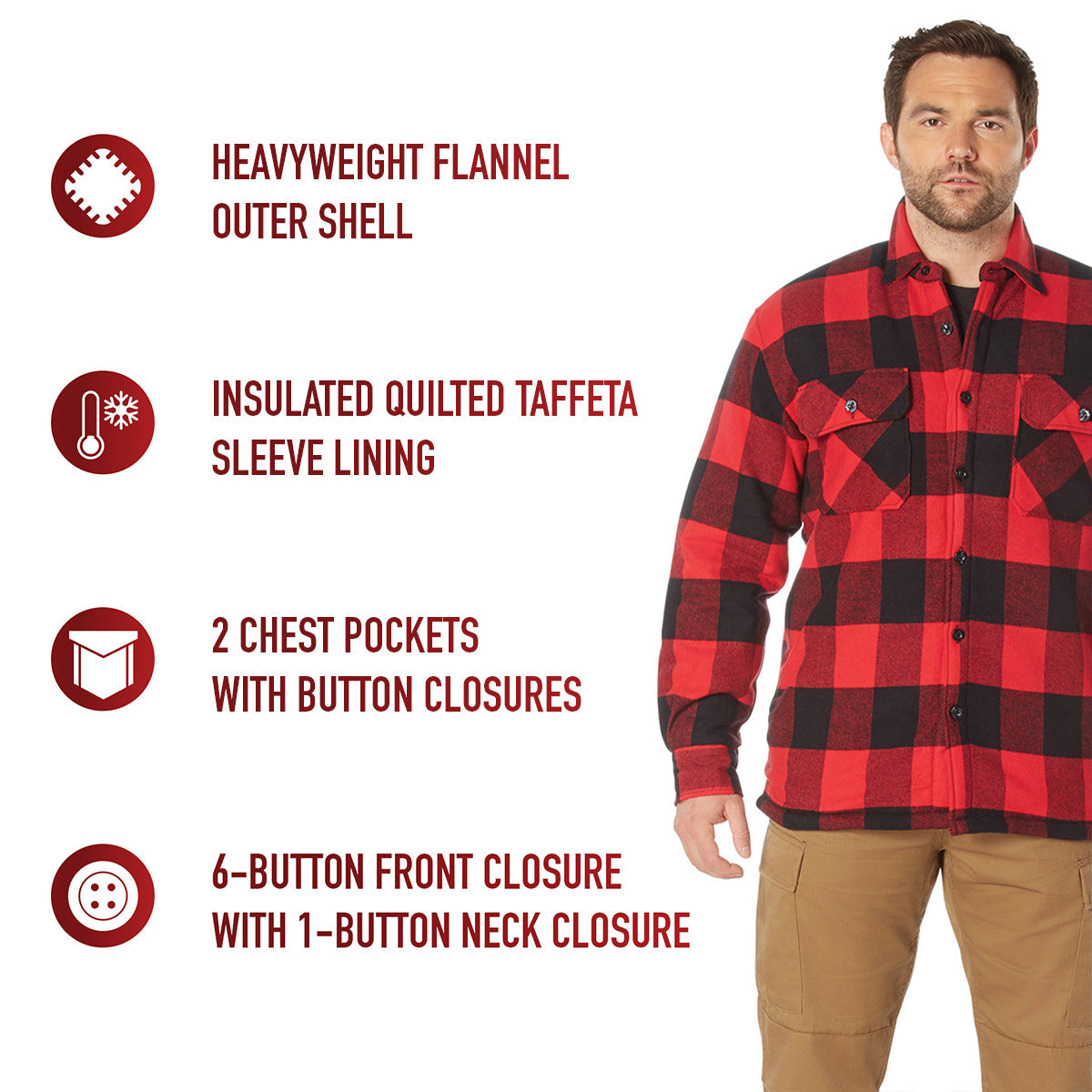 Rothco Extra Heavyweight Buffalo Plaid Sherpa Lined Flannel Shirts LARSON TACTICAL SUPPLY