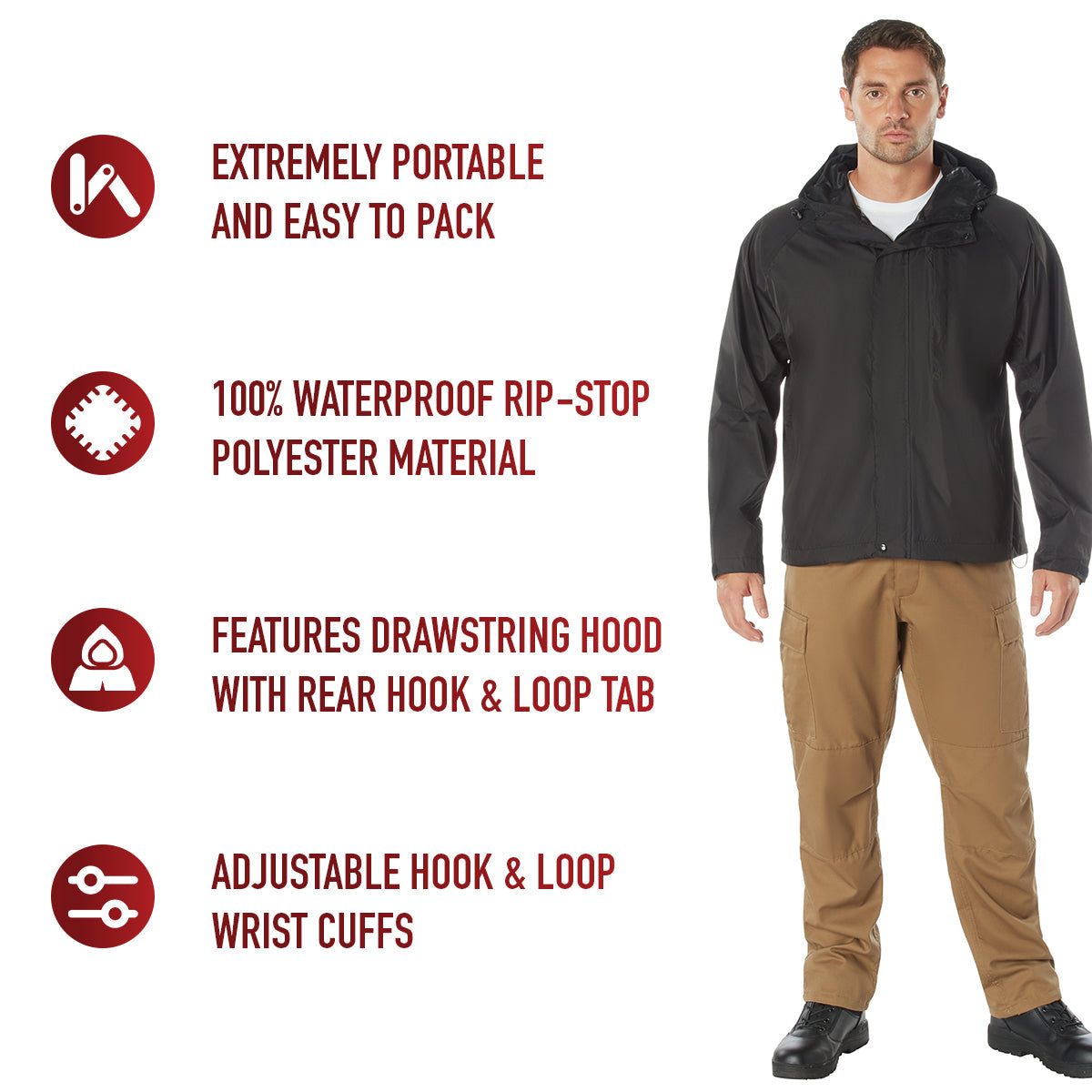 Rothco Packable Rain Jacket LARSON TACTICAL SUPPLY