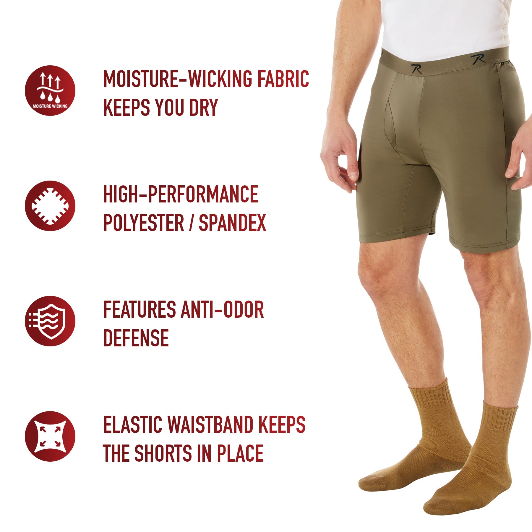 Rothco Moisture Wicking Performance Boxer Shorts LARSON TACTICAL SUPPLY