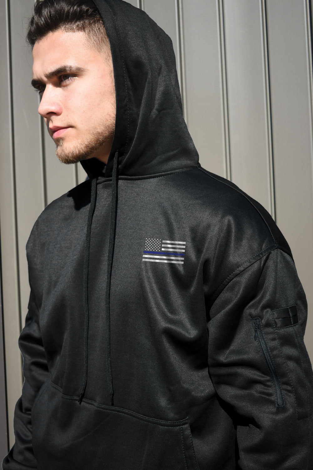 Rothco Honor and Respect Thin Blue Line Concealed Carry Hoodie - Black LARSON TACTICAL SUPPLY