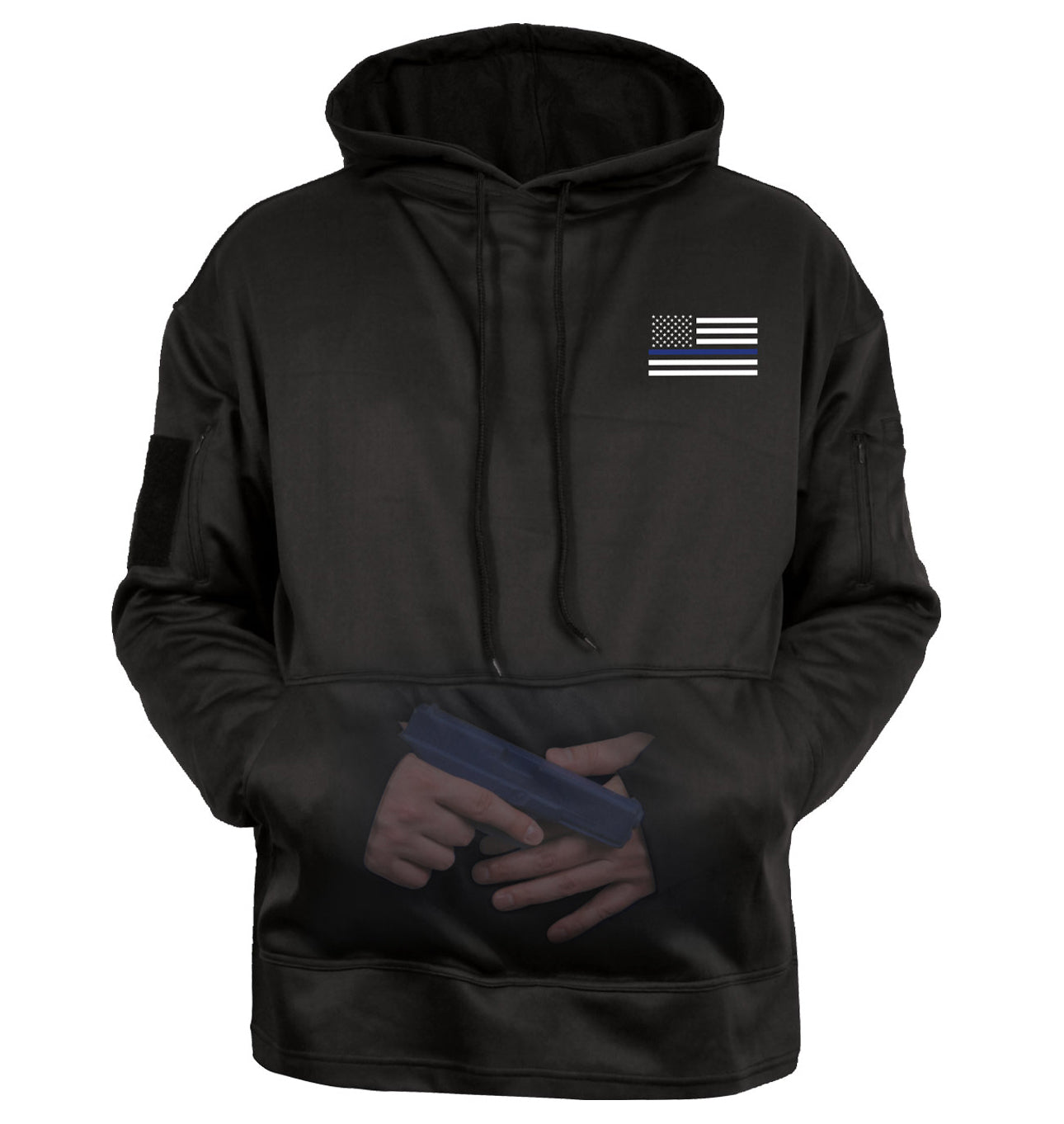 Rothco Honor and Respect Thin Blue Line Concealed Carry Hoodie - Black LARSON TACTICAL SUPPLY