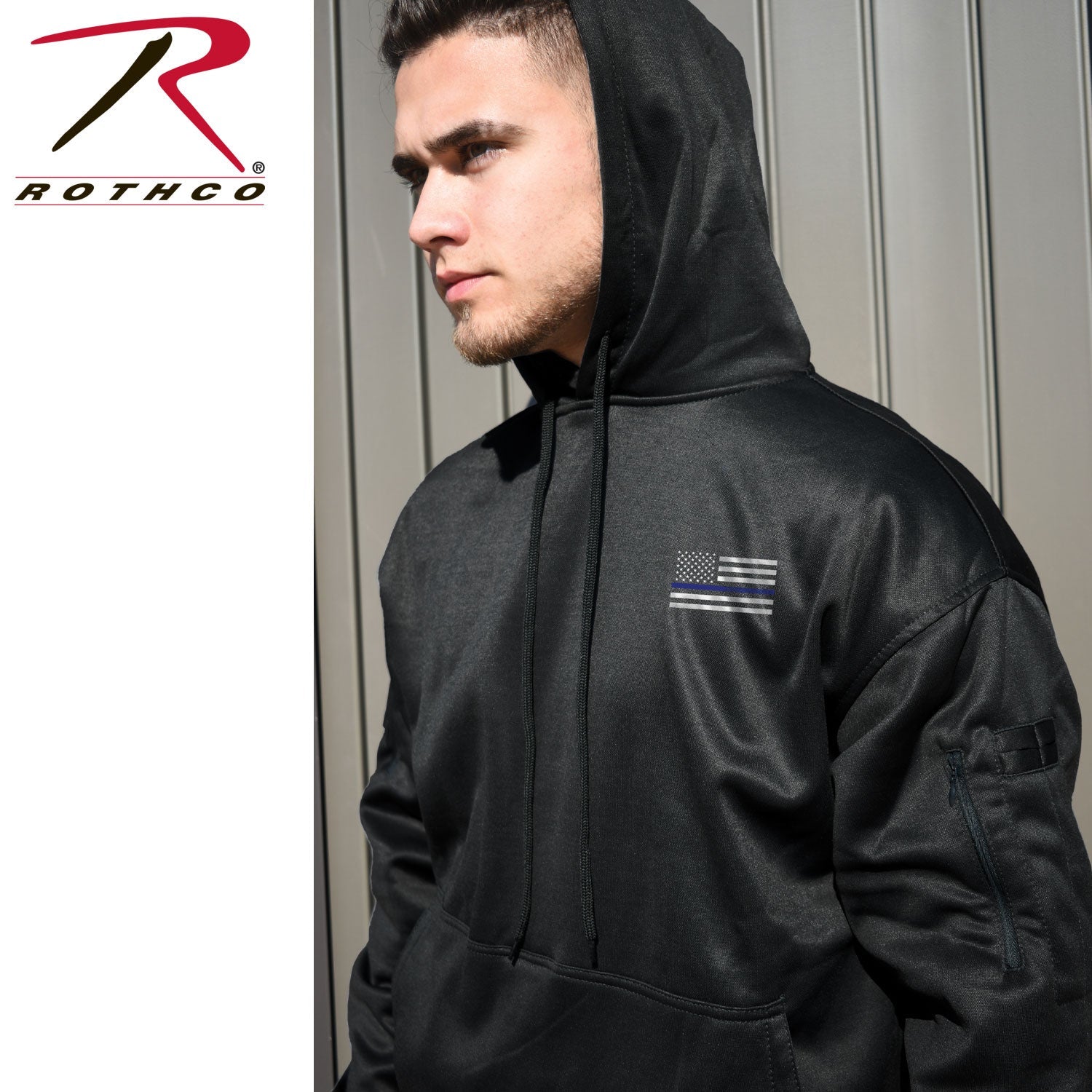 Rothco Honor and Respect Thin Blue Line Concealed Carry Hoodie - Black LARSON TACTICAL SUPPLY