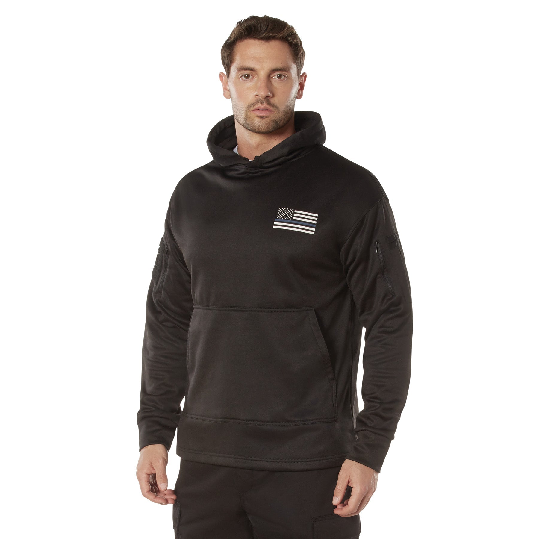 Rothco Honor and Respect Thin Blue Line Concealed Carry Hoodie - Black LARSON TACTICAL SUPPLY
