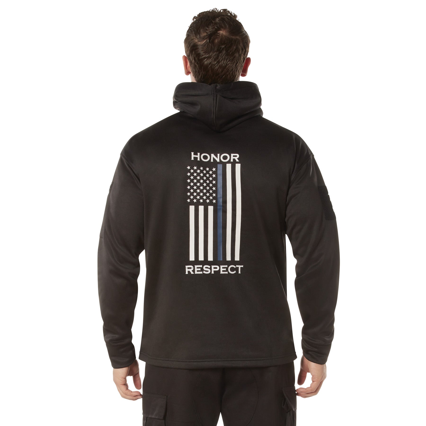 Rothco Honor and Respect Thin Blue Line Concealed Carry Hoodie - Black LARSON TACTICAL SUPPLY