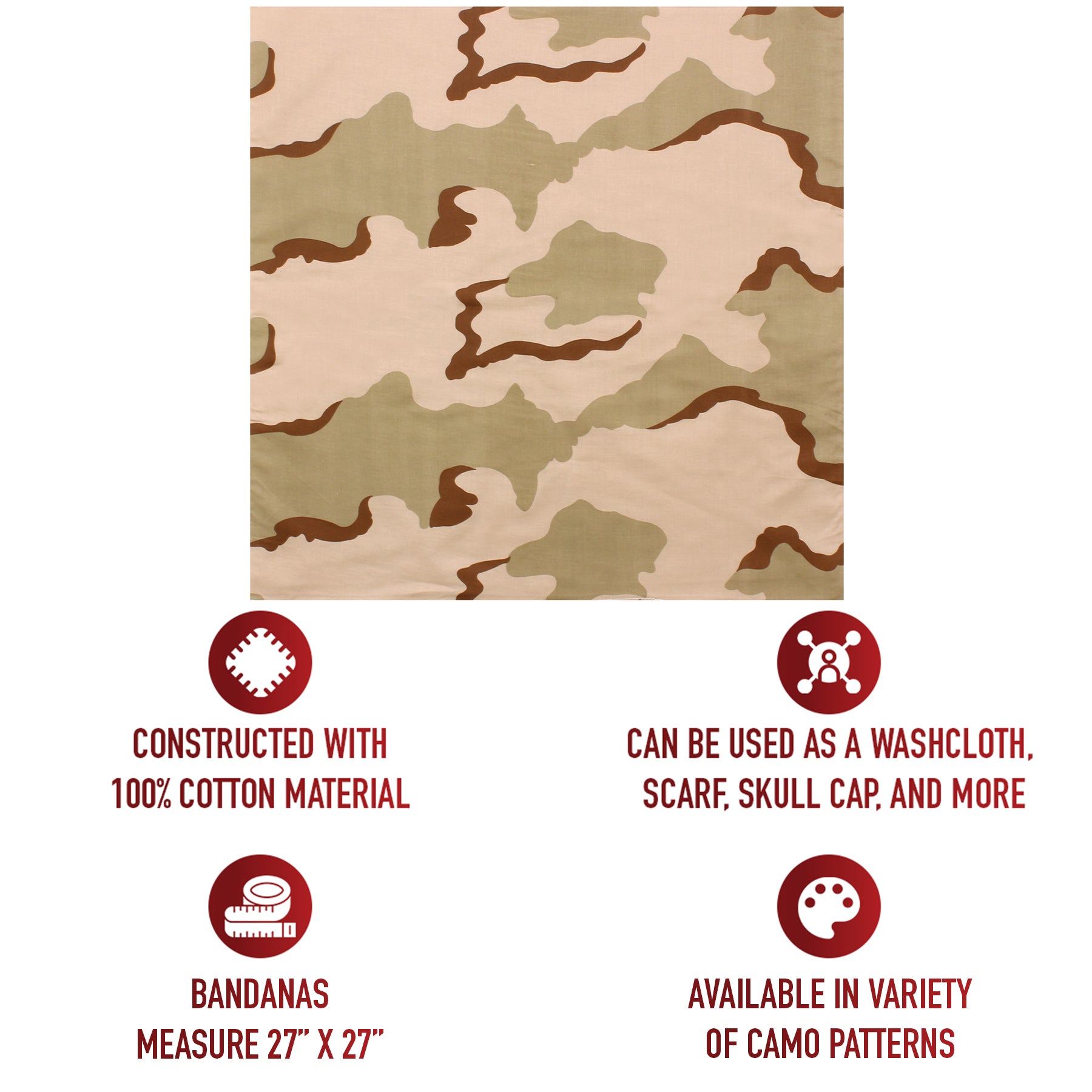 Rothco Large Camo Bandana 27 x 27 Inch LARSON TACTICAL SUPPLY