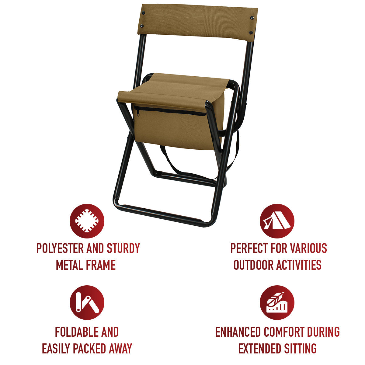 Rothco Deluxe Folding Stool With Pouch LARSON TACTICAL SUPPLY