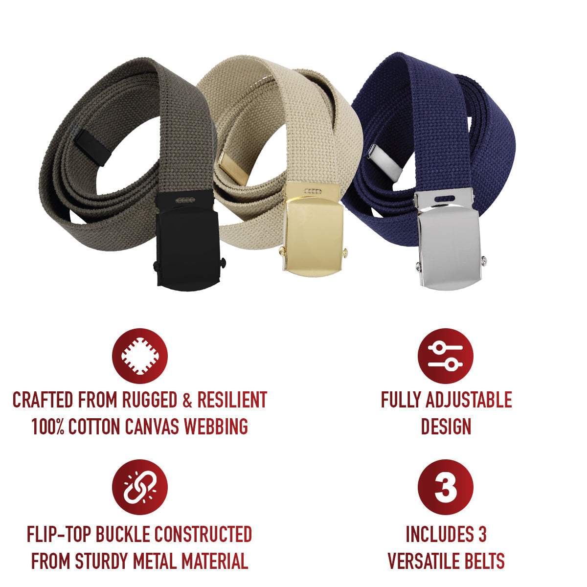 Rothco Web Belts In 3 Pack LARSON TACTICAL SUPPLY