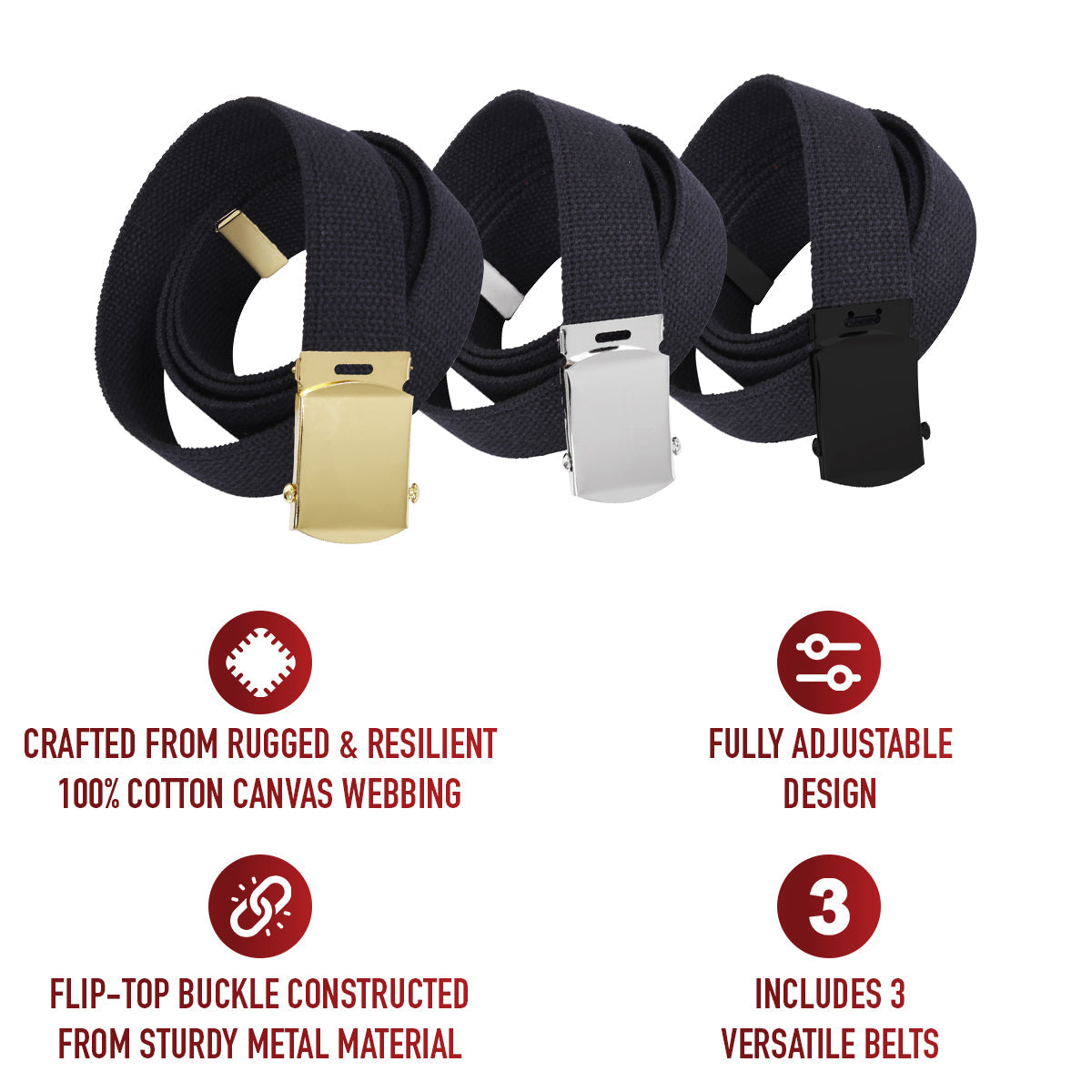 Rothco Web Belts In 3 Pack LARSON TACTICAL SUPPLY