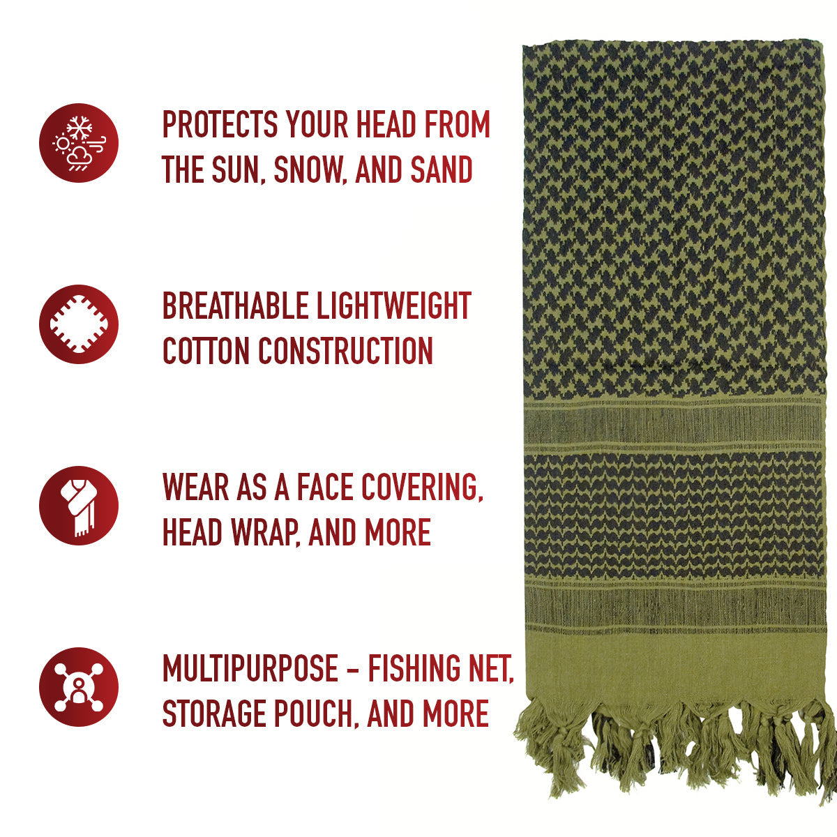 Rothco Lightweight Shemagh Tactical Desert Keffiyeh Scarf LARSON TACTICAL SUPPLY